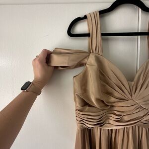 Floor length satin formal bridesmaid dress